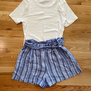 Paper-Bag Waist Linen Shorts